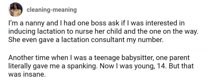 31. Nanny experienced several forms of sexual harassment and assault