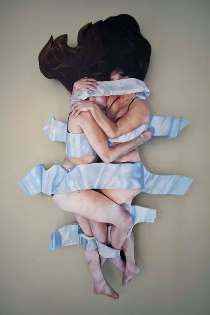 "Oil on wood cutout."