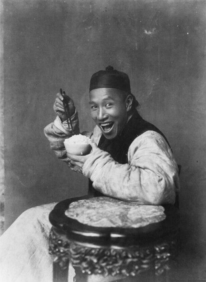 "Photograph Of A Man Eating Rice, 1904"