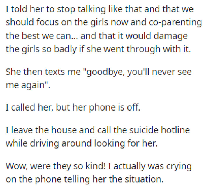 She Turned Off Her Phone, and OP Went Out to Look for Her