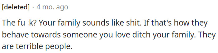 OP's family's behavior is unacceptable.