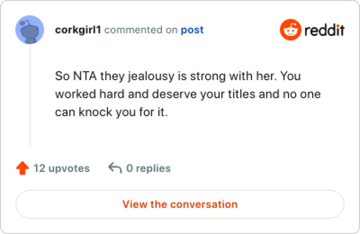 The OP worked hard and deserves her titles