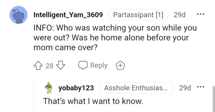 This Redditor Wants to Know If the OP's Son Was Home Alone