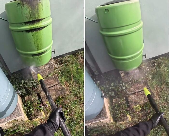 "Powerwashing A Rain Barrel"