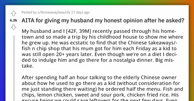 Woman Breaks Husband’s Heart By Completely Bashing The Restaurant He Visited Often With His Late Mom