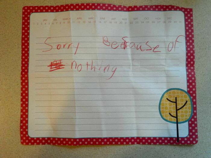 "Asked My Daughter To Write An Apology Letter"