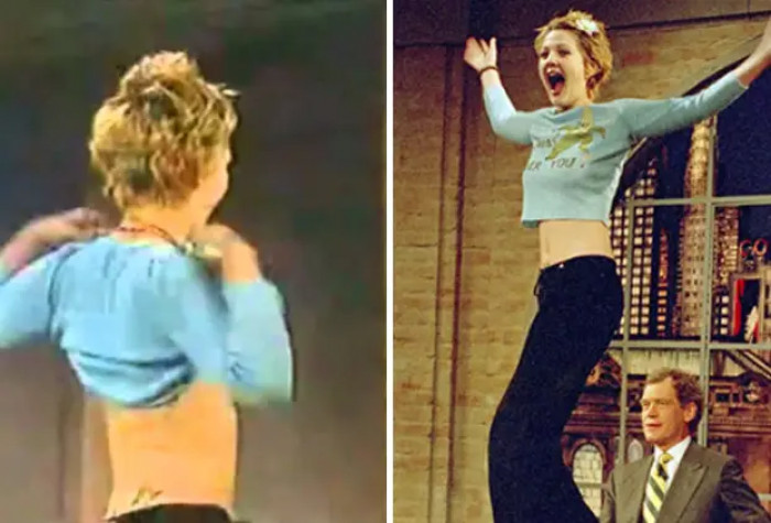 5. Moment when Drew Barrymore stood on David Letterman's desk and then flashed him during her interview