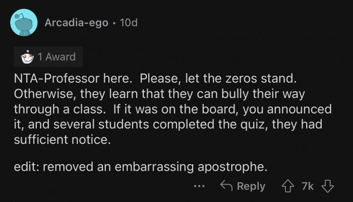 This is a perfect learning opportunity for the students.