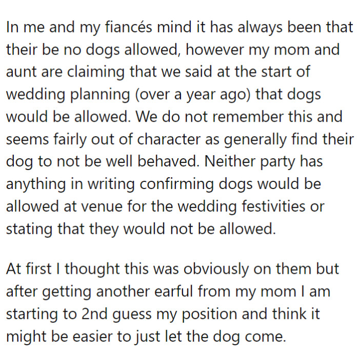 One of the family members wanted to bring their dog to the site, but not to the ceremony.