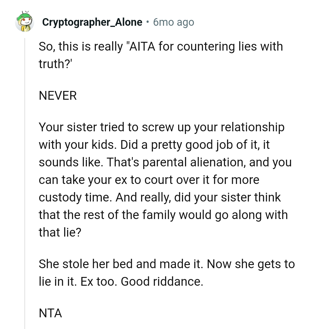OP's Sister Tried to Sabotage Her Relationship With Her Kids