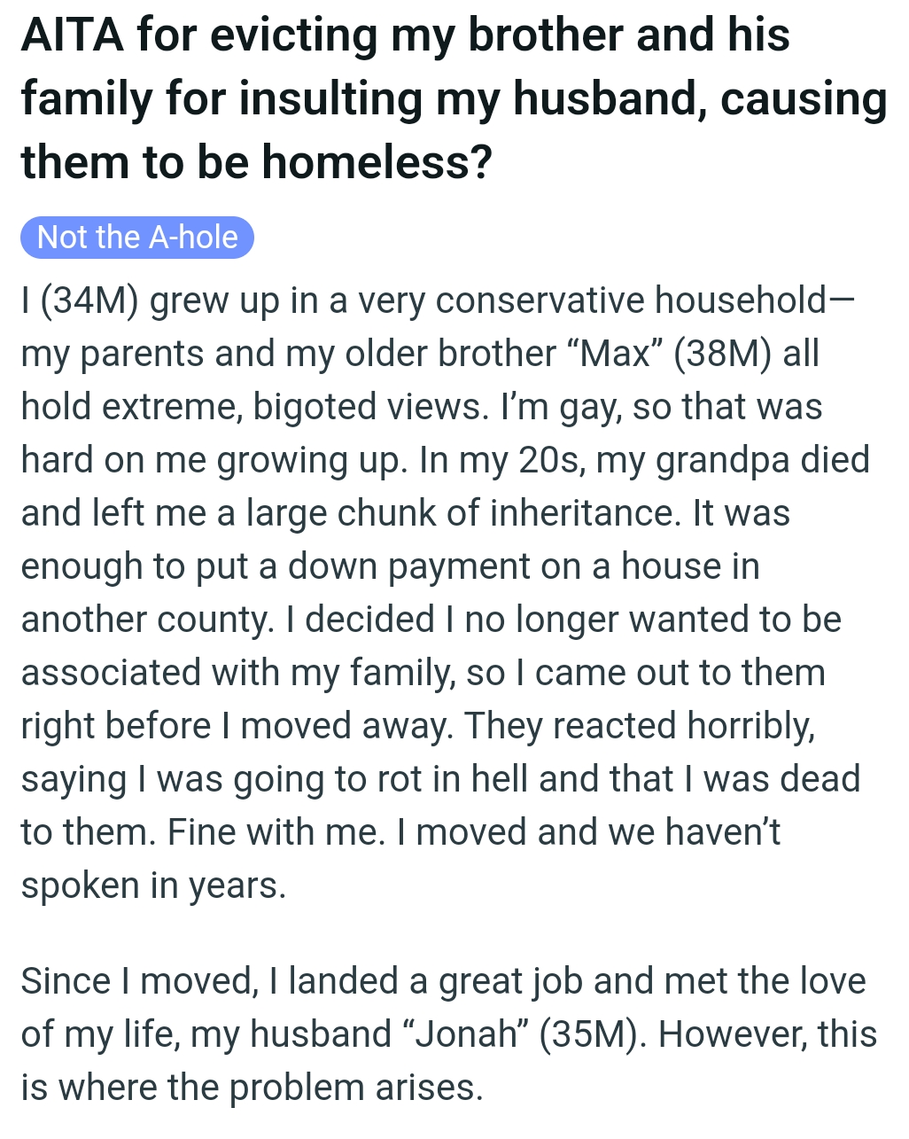 The OP kicks off his story