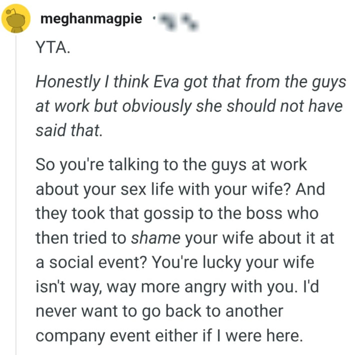 The OP is lucky the wife isn't super angry