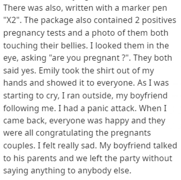 She had a panic attack and left the party with her boyfriend.