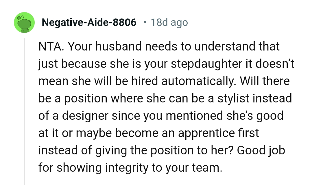 She can be a stylist instead of a designer