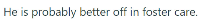 OP believes that the kid would be better off in foster care