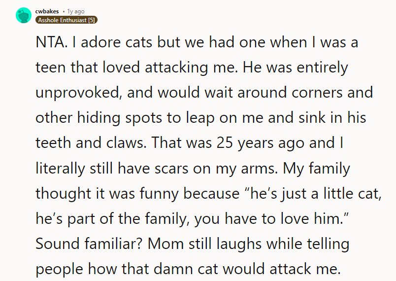 “He’s just a little cat; he’s part of the family, you have to love him.”