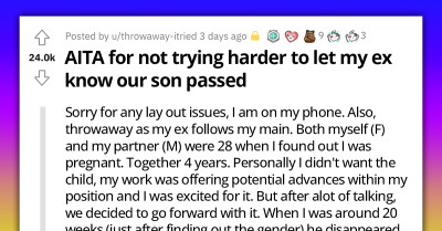 Boyfriend Abandons Pregnant Girlfriend, Shows Up 5 Months After The Birth, And Then Blames His GF For Not Trying Hard Enough To Inform Him The Baby Passed Away