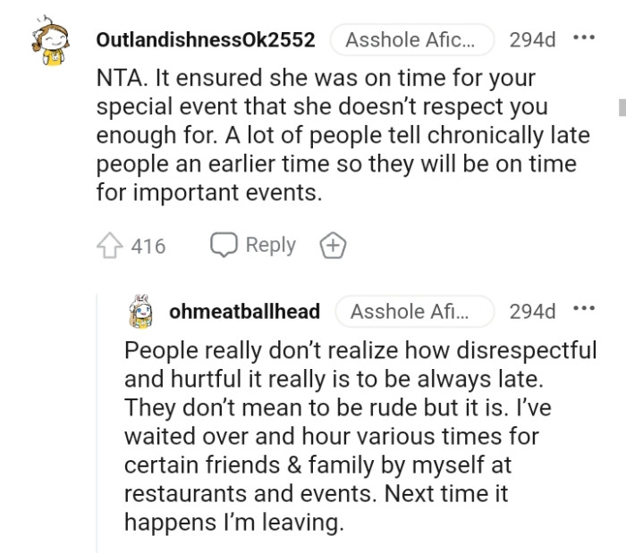 Being on time for important events