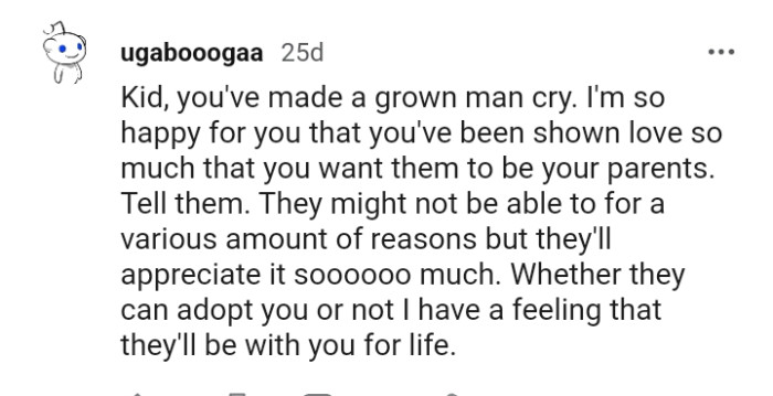 The OP's foster parents might not be able to adopt him for various reasons