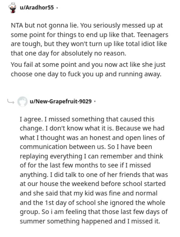 The parent defends their daughter against toxic friends