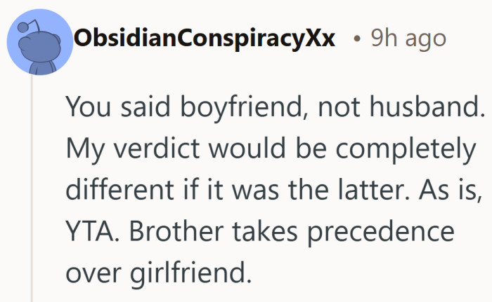 That line between girlfriend and family feels sharper than expected.