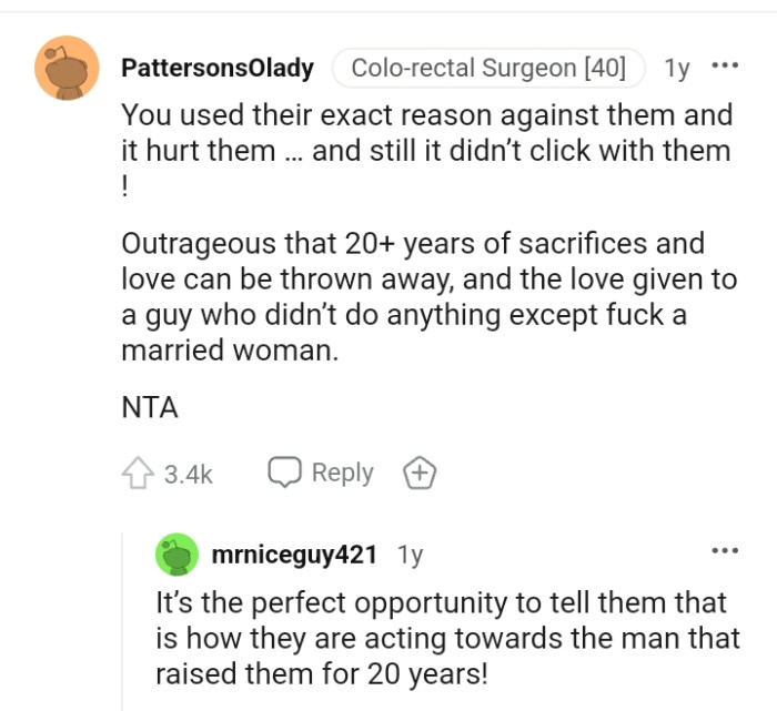 The OP used their exact reason against them