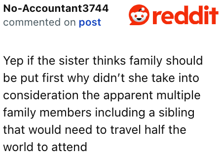 The sister isn't practicing what she's preaching