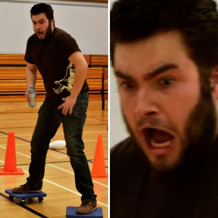 "This Picture Was Taken The Moment Before I Fell Into The Splits, Thinking That I Could Ride These Like Rollerblades"