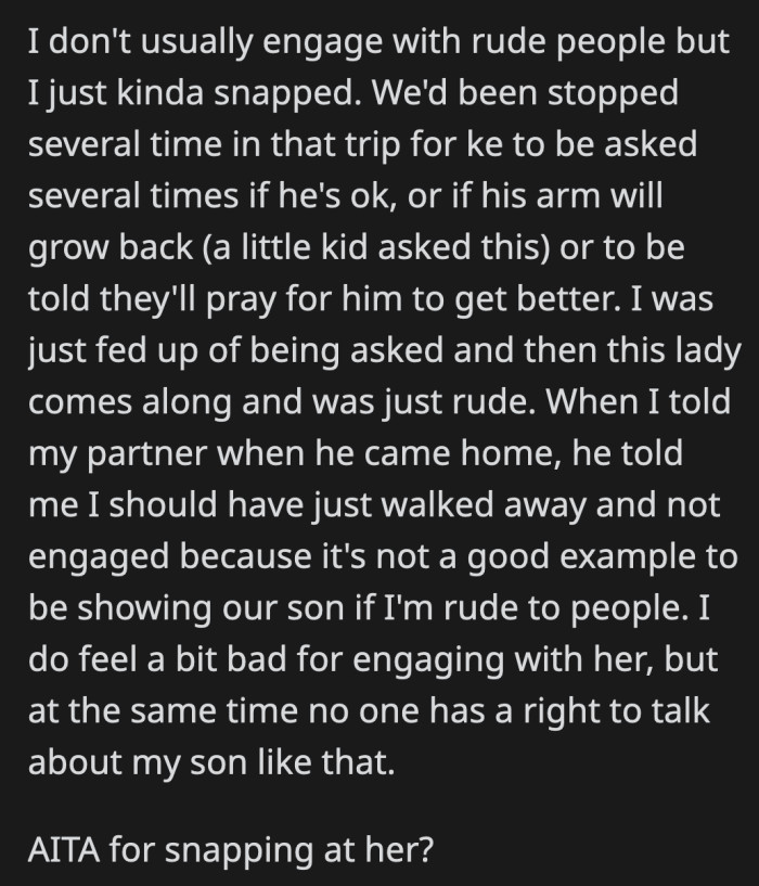 It reached a point where OP couldn't help but snap at the woman