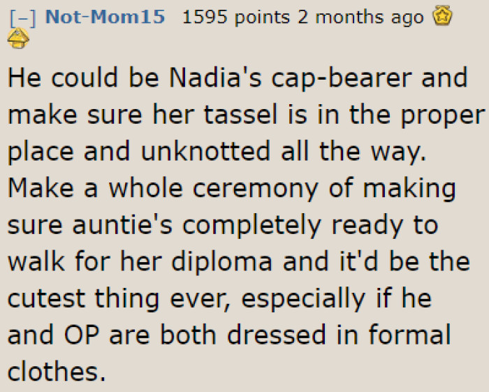 The OP's son's new role (since he's not the ringbearer anymore).