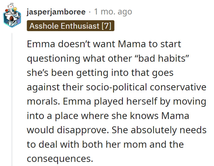 Time to face Mama and the consequences of life's choices, Emma!
