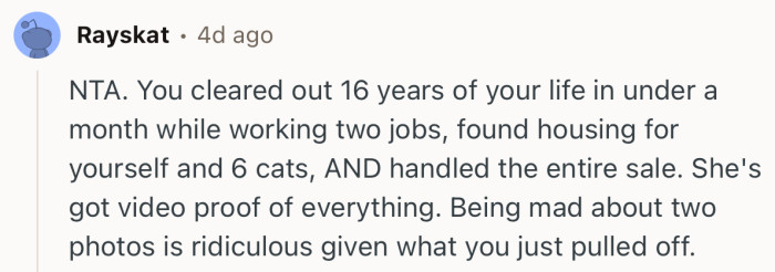 “Being mad about two photos is ridiculous given what you just pulled off.”