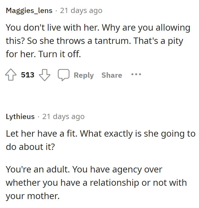 What does her mom have on her?