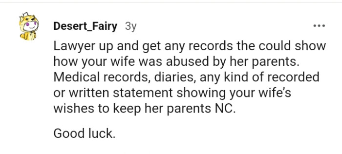 OP's wife wished to keep her parents no contact.