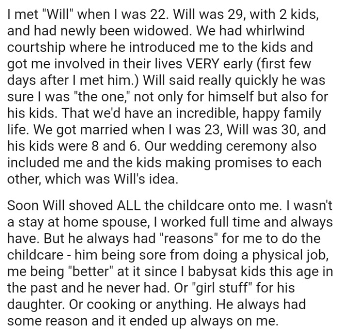 Their wedding ceremony also included the OP and the kids making promises to each other