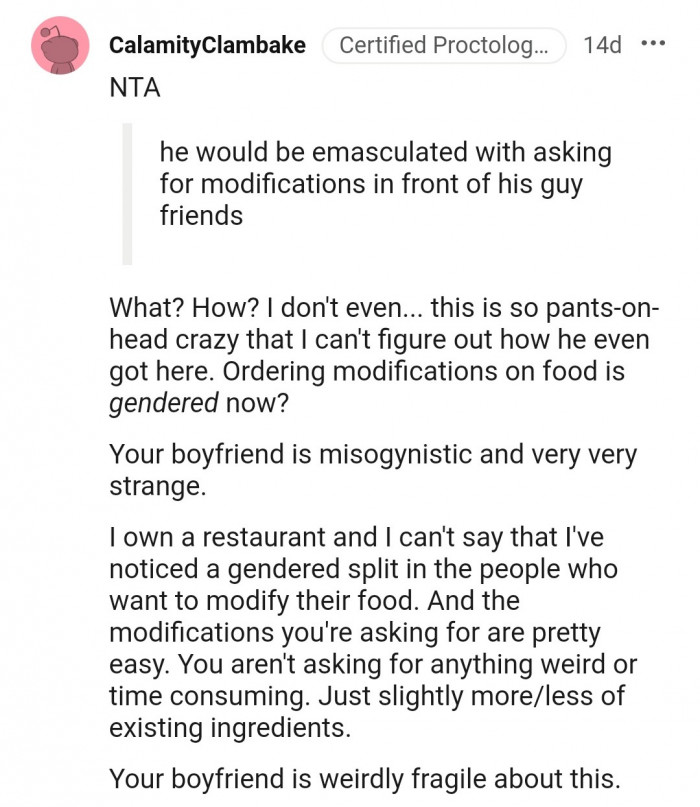 11. Who knew getting food could be gendered now?