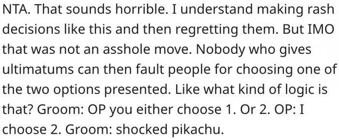 4. When you give ultimatums, you should be prepared to deal with the consequences.