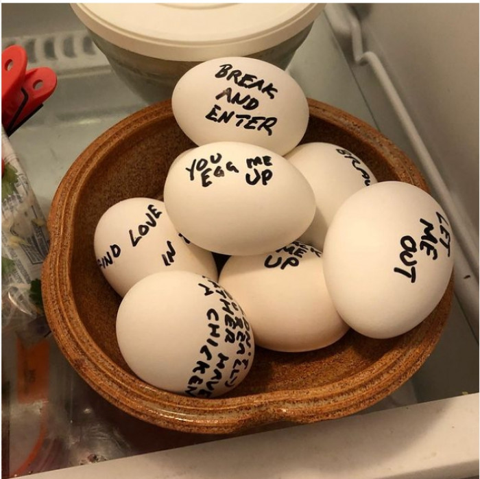 2. When your husband happens to have enough egg jokes for all the eggs in your house