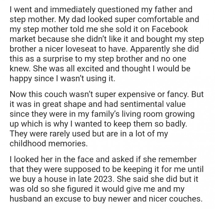 The OP's stepmother told me she sold it on Facebook Marketplace because she didn’t like it