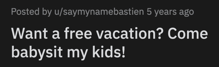 By day 2, OP knew she had made a mistake going on this 