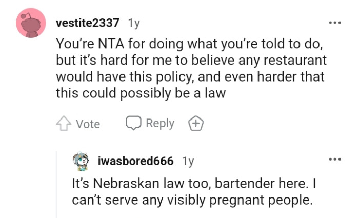 It's hard for this redditor to believe any restaurant would have that policy