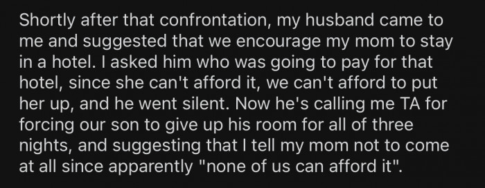 OP's husband had an alternative solution to their problem, but it wasn't really practical.