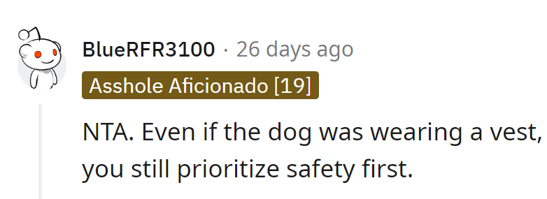 Safety first, even if the dog comes dressed in a tuxedo.