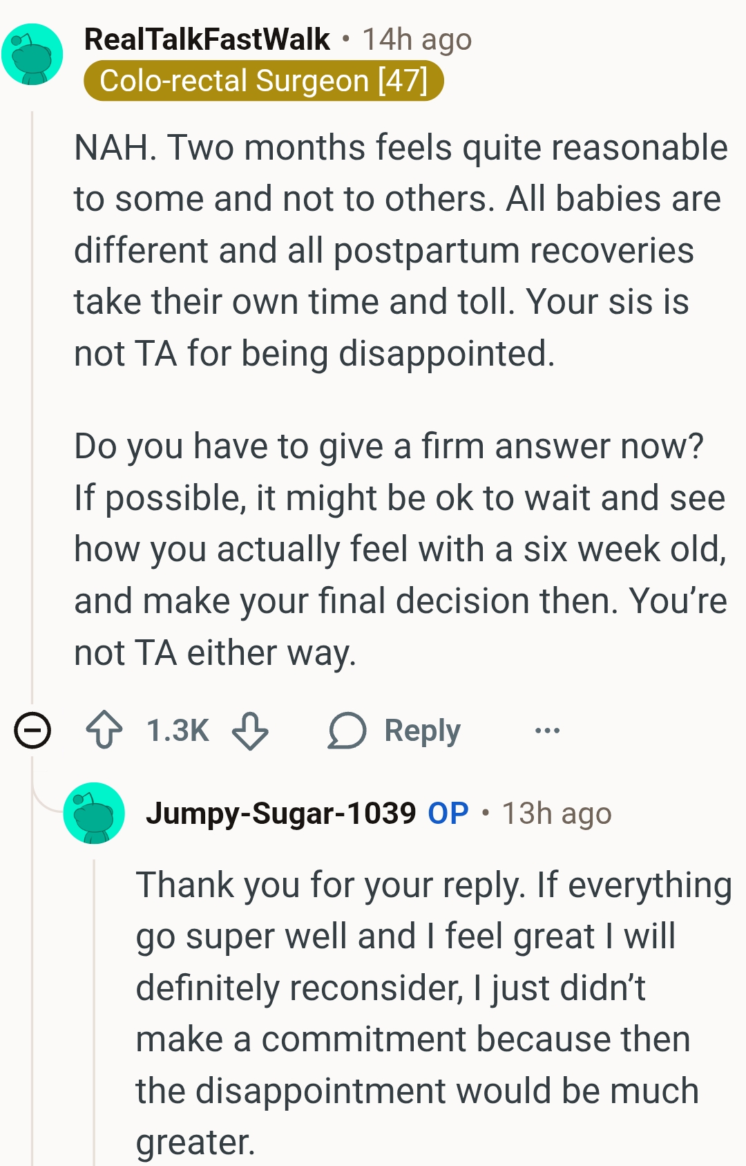 Does the OP have to give a firm answer now?