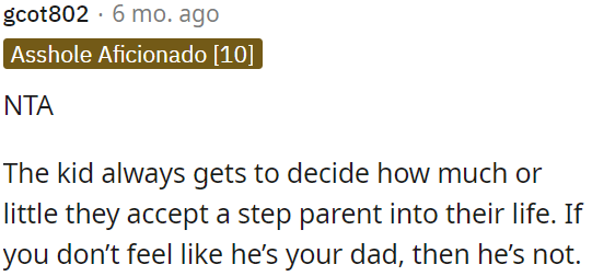 OP has the choice to decide his relationship with a step-parent.