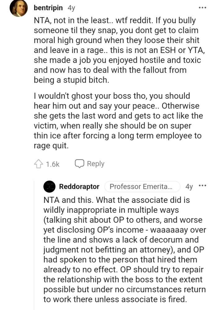 The OP Should Hear the Boss Out, or the New Assistant Might Play the Victim