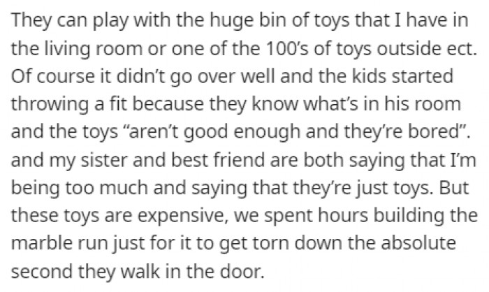 There are plenty of other toys for the kids to play with, but they find them boring