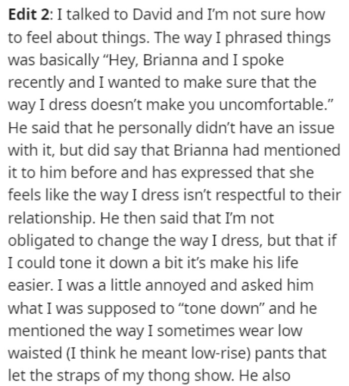 OP decided to have a talk with David about this