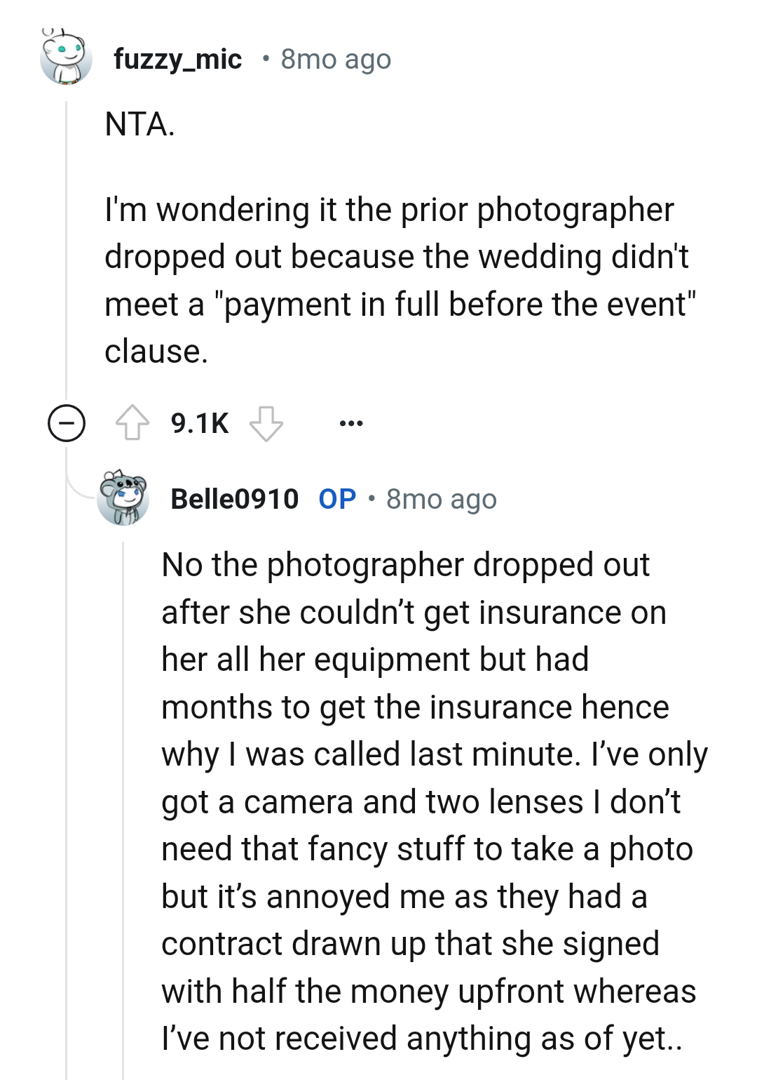 A payment in full before the event clause