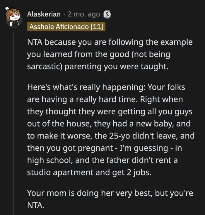 The overreaction from OP's mom could be caused by something else